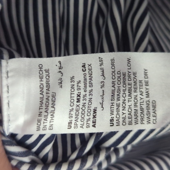 Chico's Cotton Stripe Floral No Iron Long Sleeve Button Front Shirt Size 12/14 - Picture 10 of 10